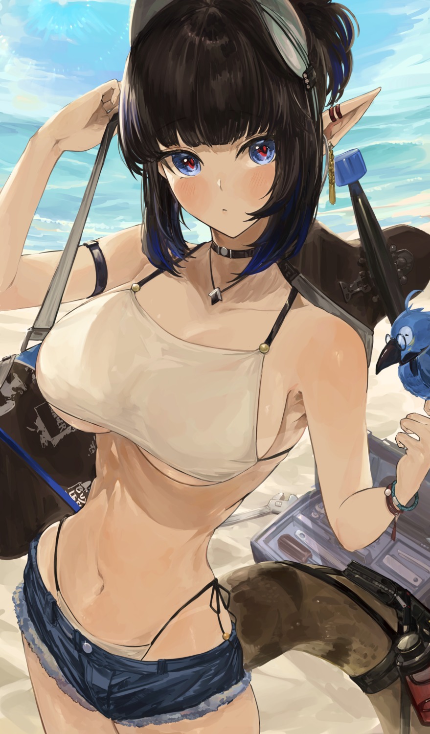 arknights bikini eunectes_(arknights) kajuu pointy_ears swimsuits tail