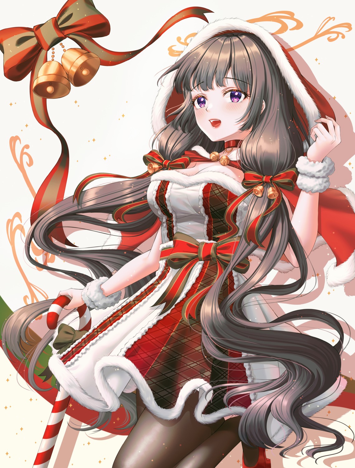 christmas dress jisu_lee no_bra thighhighs