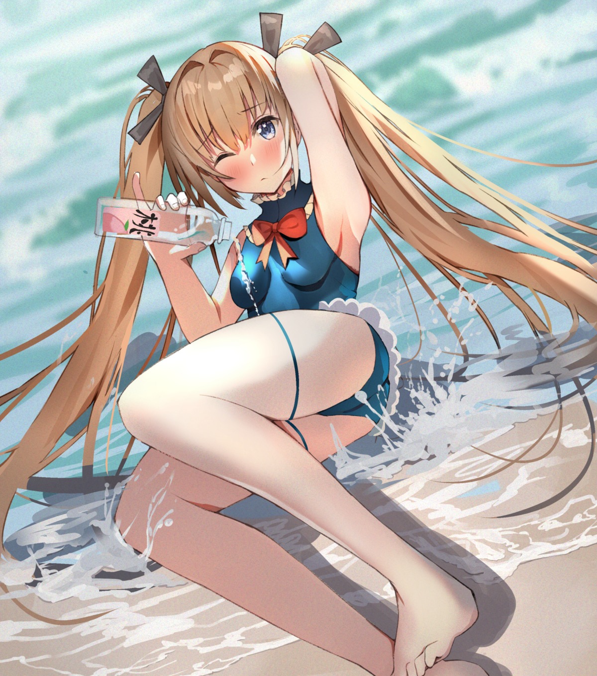 aa44 azur_lane dead_or_alive feet garter marie_rose swimsuits wet