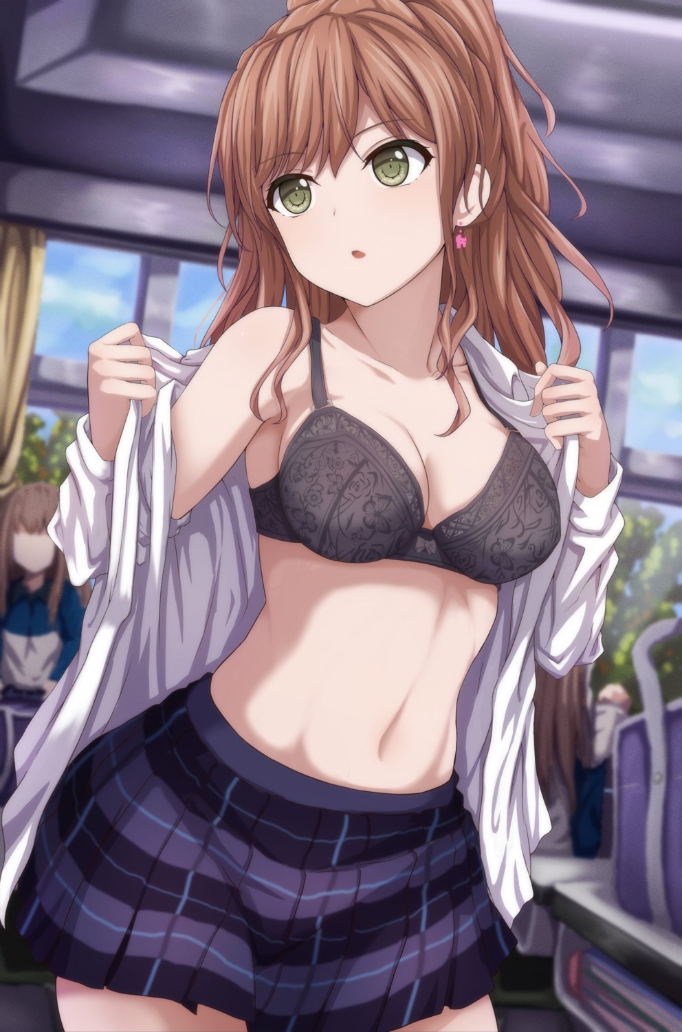 bang_dream! bra imai_lisa narafume open_shirt seifuku undressing