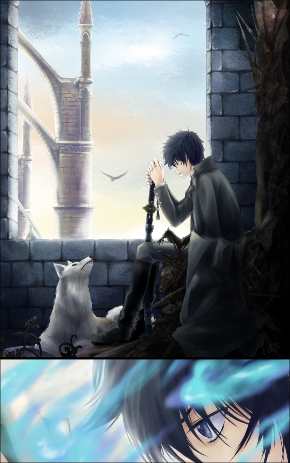 ao_no_exorcist ian male okumura_rin sword