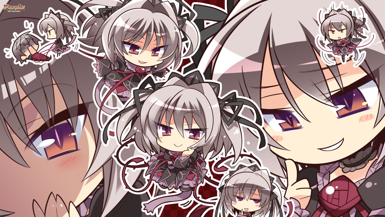 chibi hapymaher komowata_haruka naitou_maia purple_software tail wallpaper