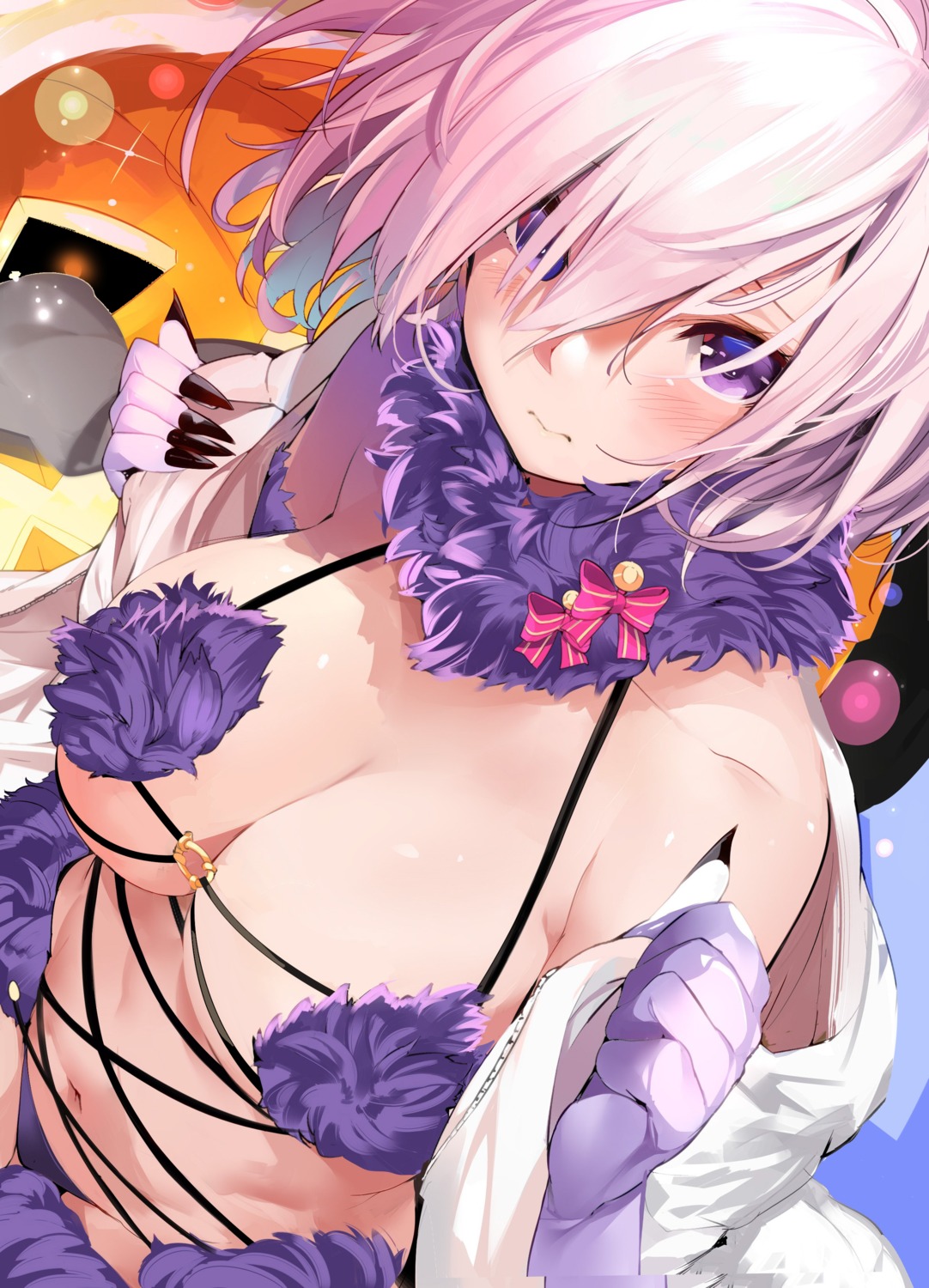 artist_revision fate/grand_order marushin mash_kyrielight no_bra open_shirt pantsu undressing