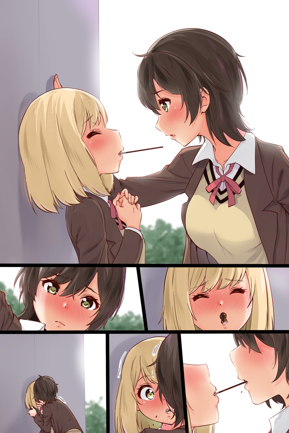 asagao_to_kase-san kase_tomoka sarfata seifuku sweater yamada_yui yuri