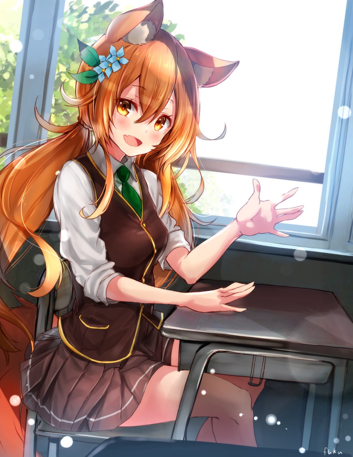 animal_ears fuku_kitsune seifuku shironeko_project tail