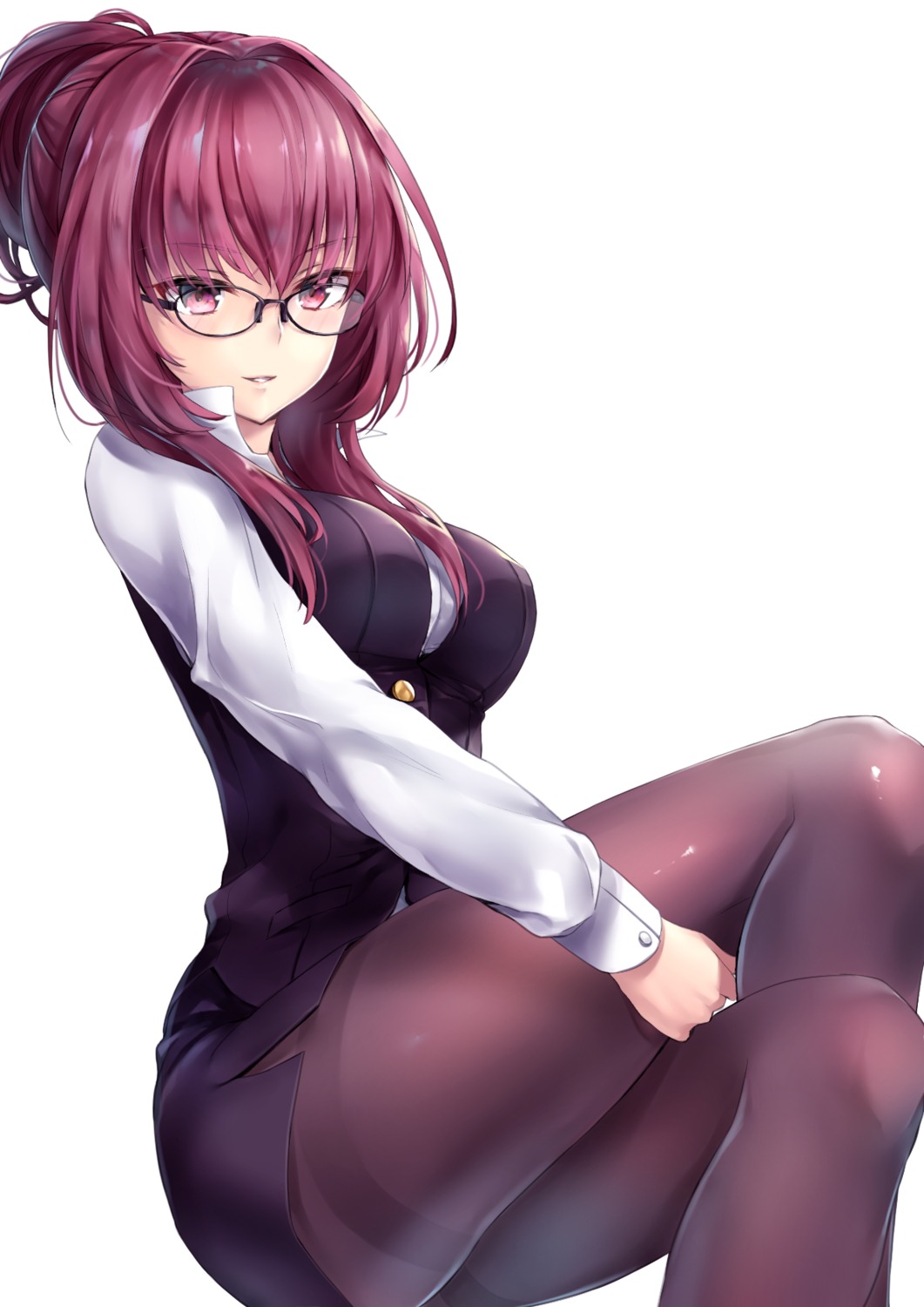 business_suit fate/grand_order hane_yuki megane pantyhose scathach_(fate/grand_order)