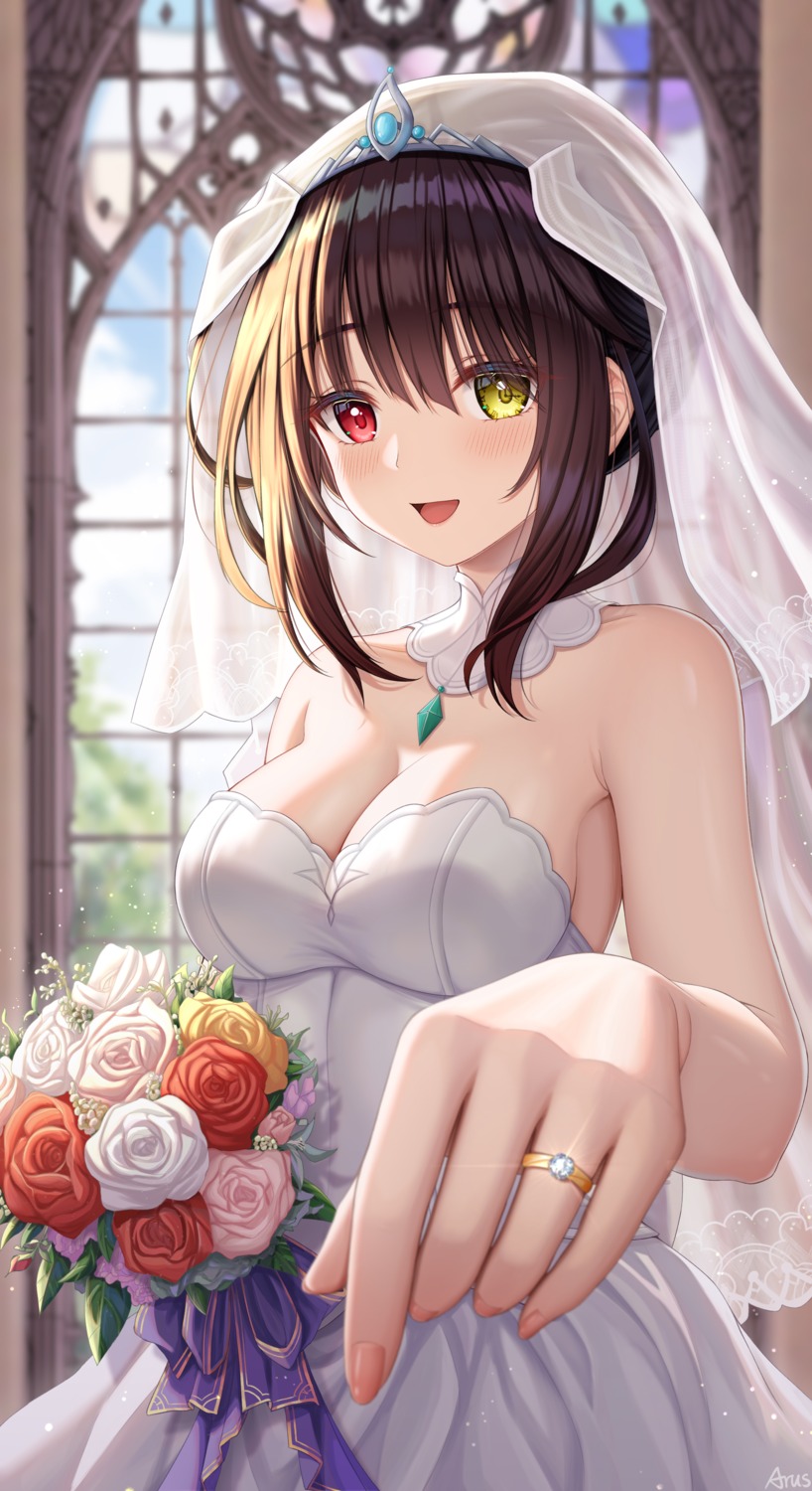 arus date_a_live dress heterochromia no_bra tokisaki_kurumi wedding_dress