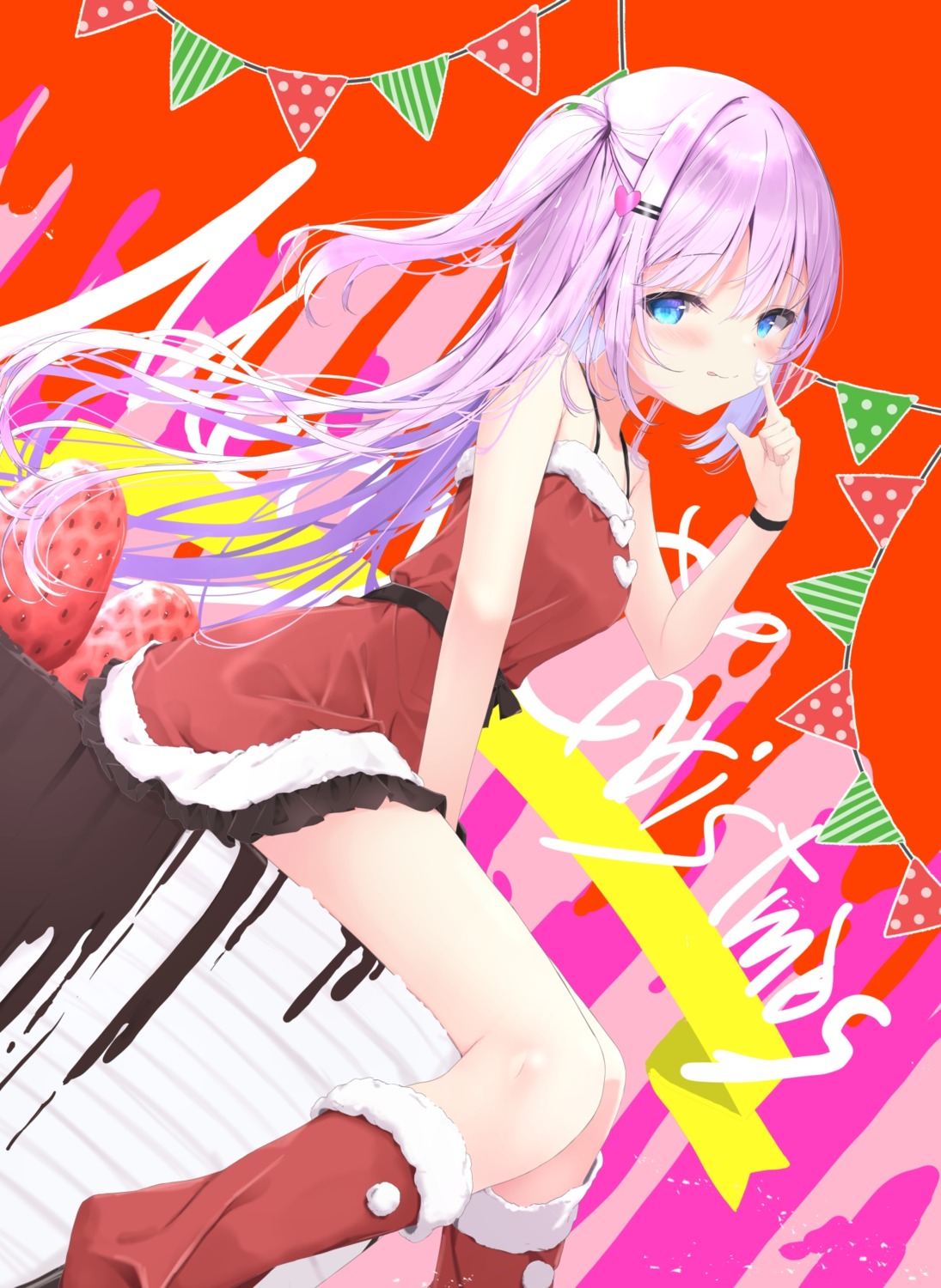 christmas cream dress fairy_eye sakuraba_moeka skirt_lift