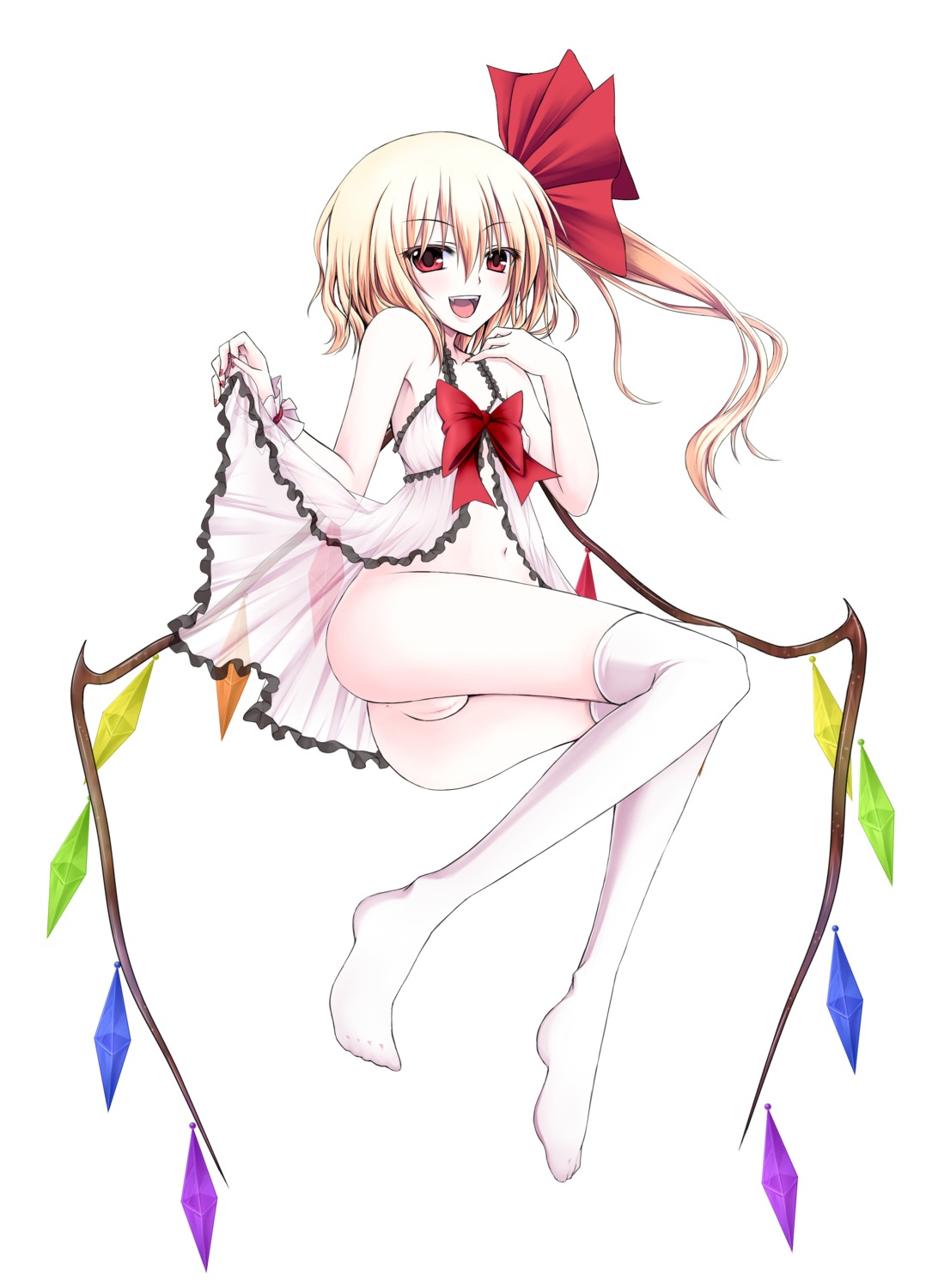 ass feet flandre_scarlet lingerie loli nopan pussy see_through skirt_lift touhou uncensored utakata wings