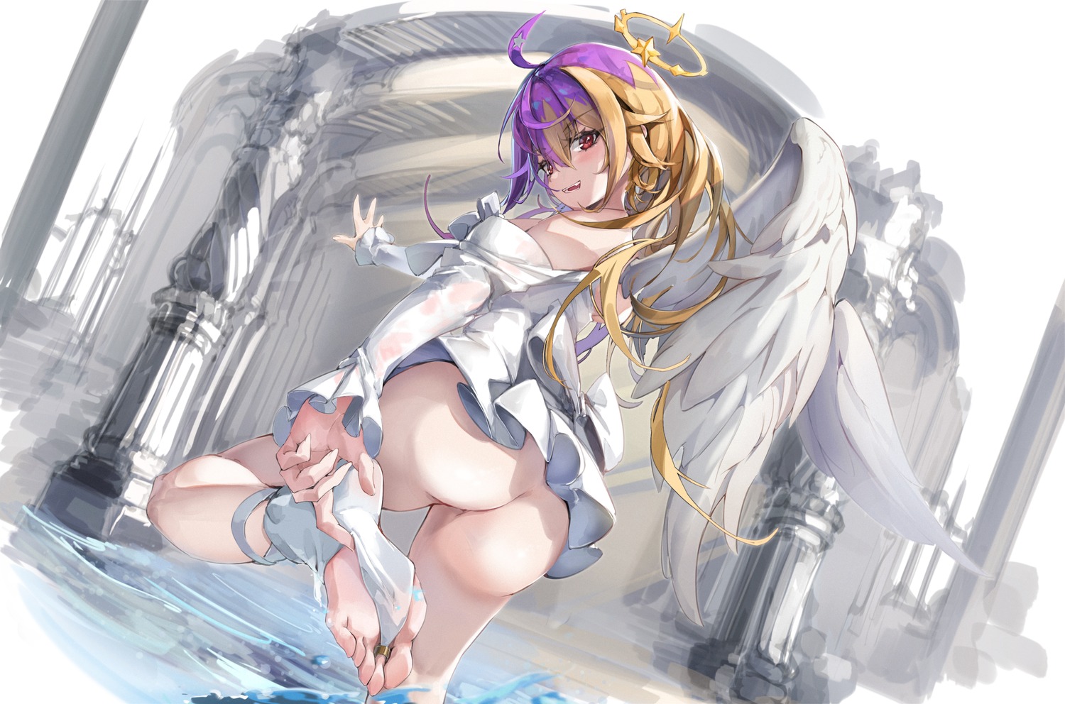 angel ass nopan see_through skirt_lift wet wings xun_li_eins