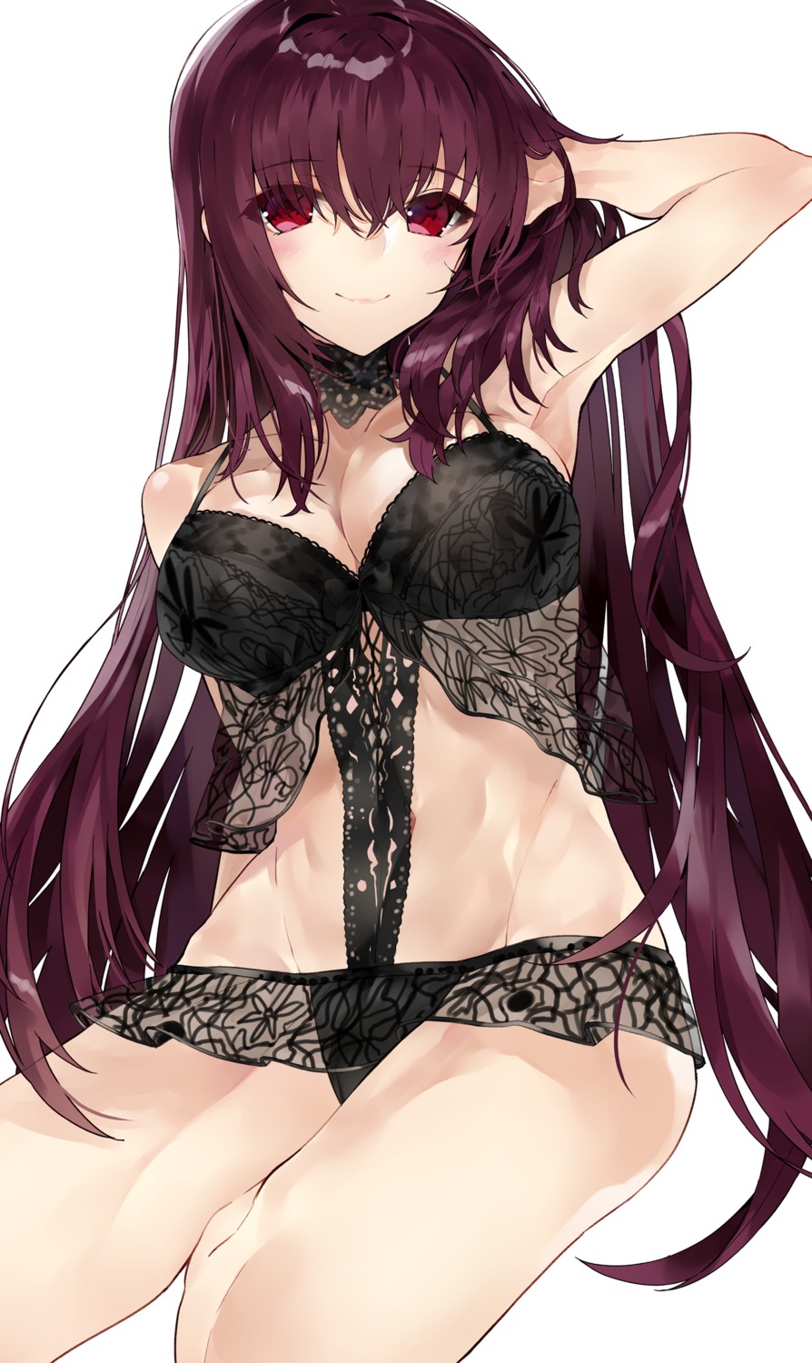 bra cleavage fate/grand_order kou_mashiro lingerie pantsu scathach_(fate/grand_order) see_through