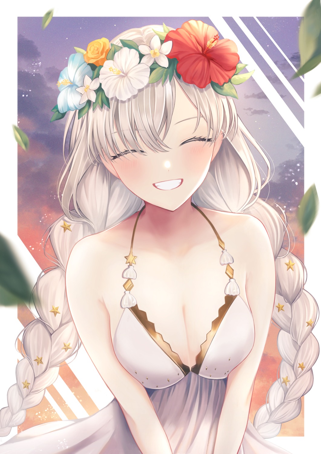 anastasia_(fate/grand_order) cleavage dress fate/grand_order no_bra summer_dress tobi_(pixiv41237754)