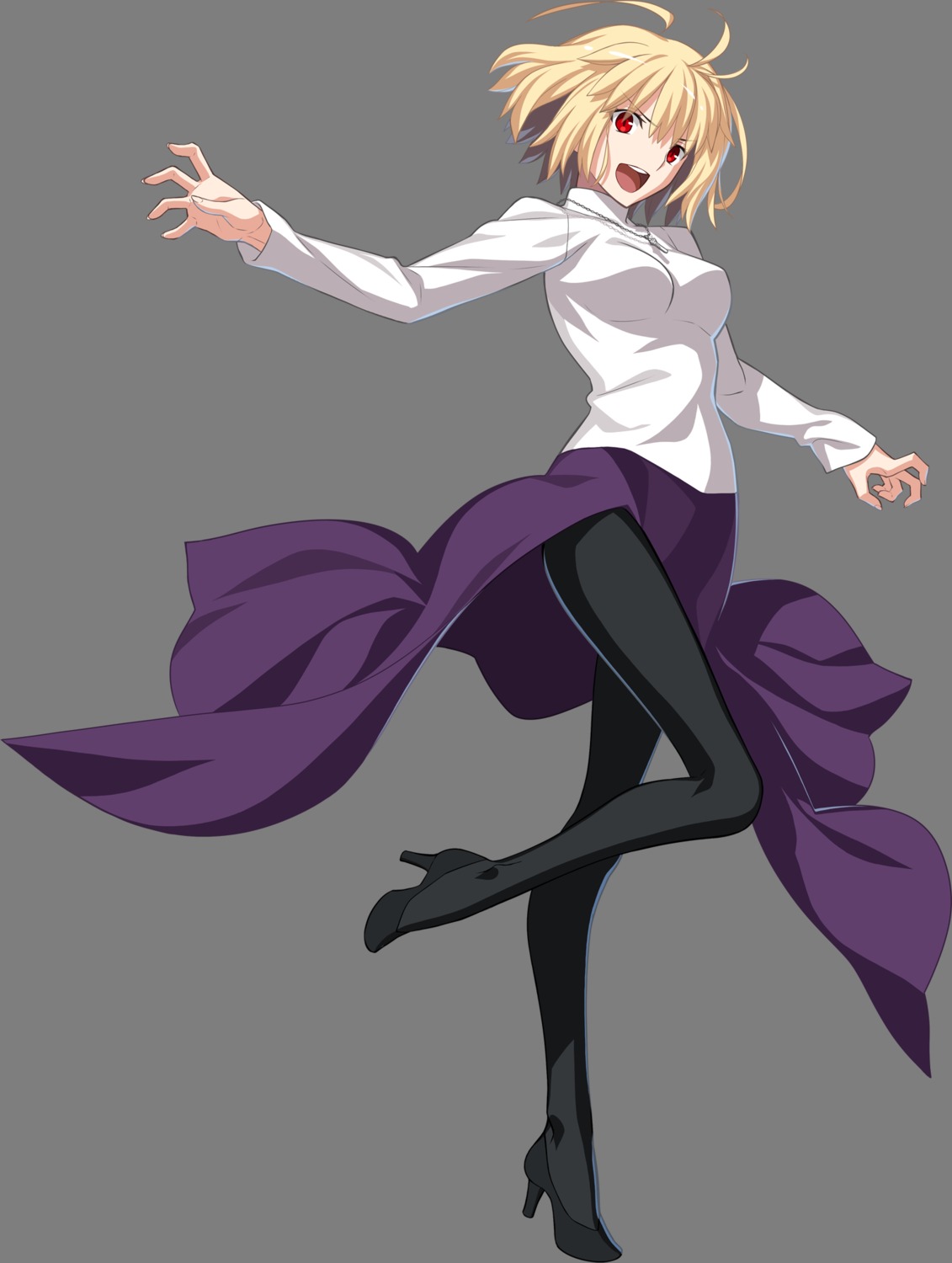 arcueid_brunestud heels melty_blood pantyhose skirt_lift sweater tagme transparent_png tsukihime