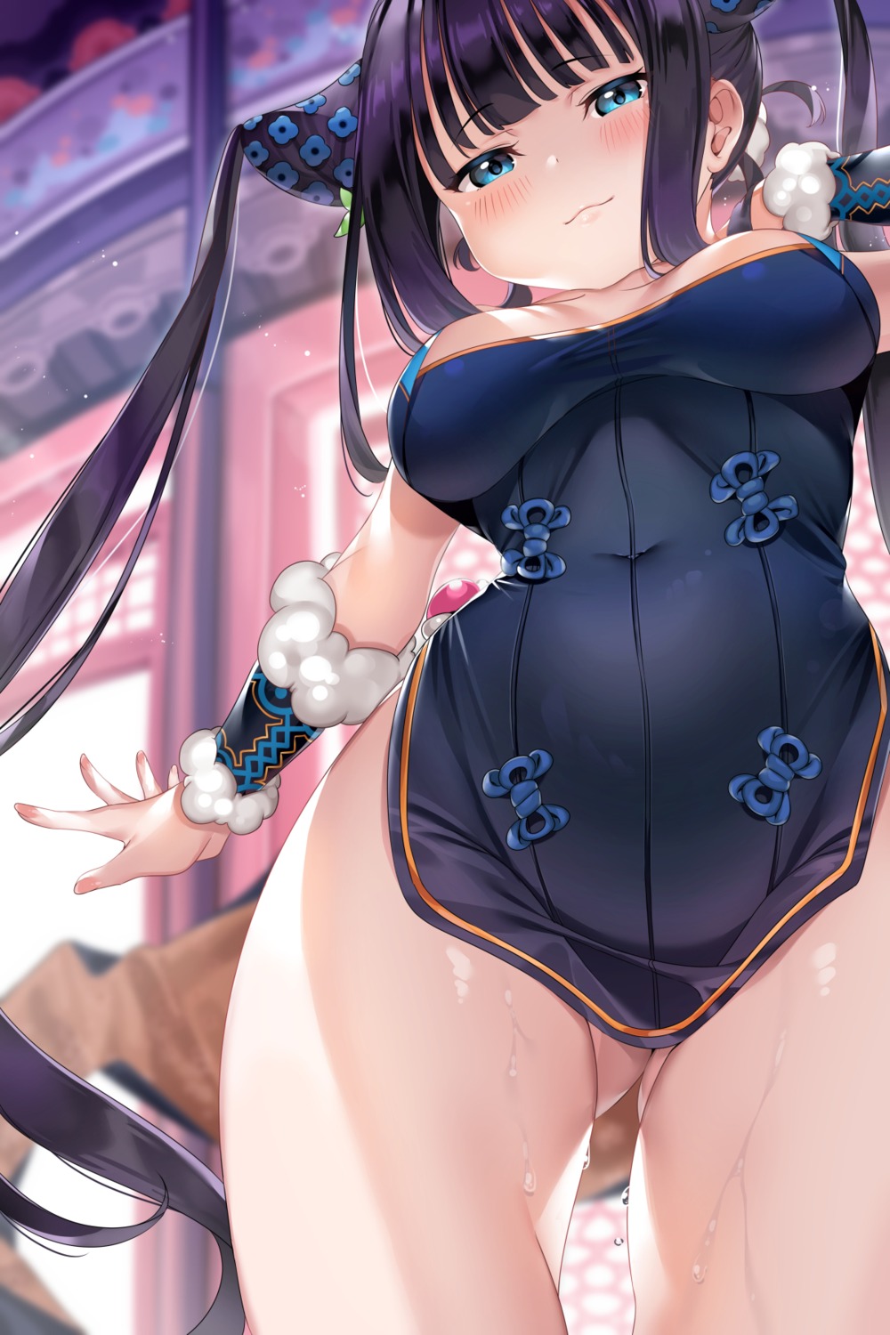 chinadress cleavage fate/grand_order horns no_bra nopan tem10 wet yang_guifei_(fate/grand_order)