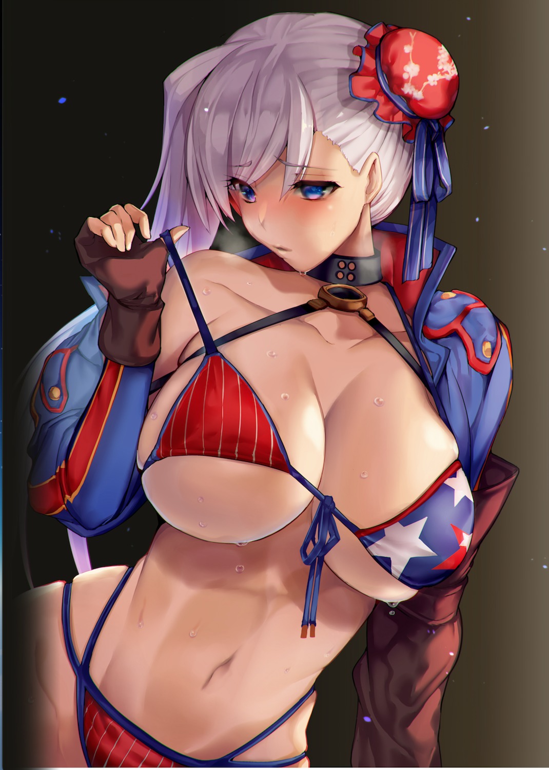 armadillo bikini cleavage fate/grand_order miyamoto_musashi_(fate/grand_order) renji swimsuits