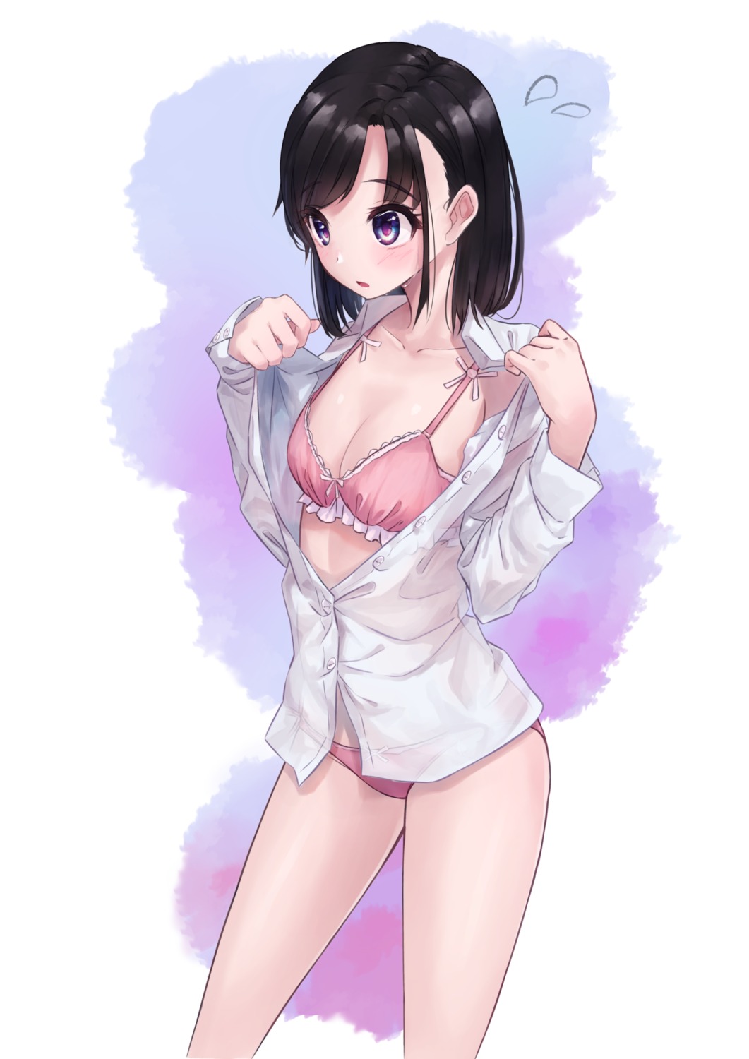 bra cleavage dress_shirt open_shirt pantsu see_through shun'ya_(daisharin36) undressing