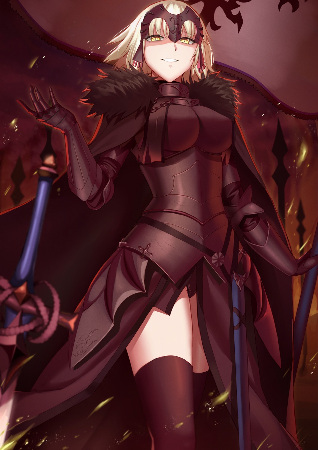 armor fate/grand_order jeanne_d'arc jeanne_d'arc_(alter)_(fate) kakeku sword thighhighs