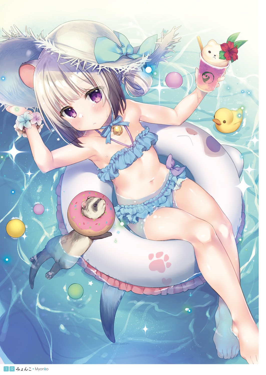 animal_ears bikini myonko swimsuits tail wet