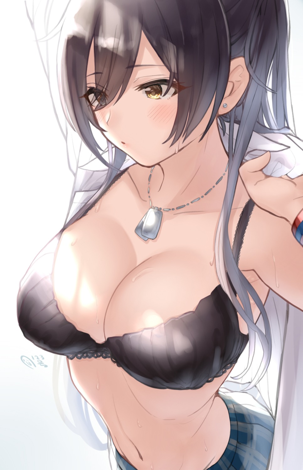 bra cleavage kijibato_123-gou seifuku shirase_sakuya the_idolm@ster the_idolm@ster_shiny_colors undressing wet