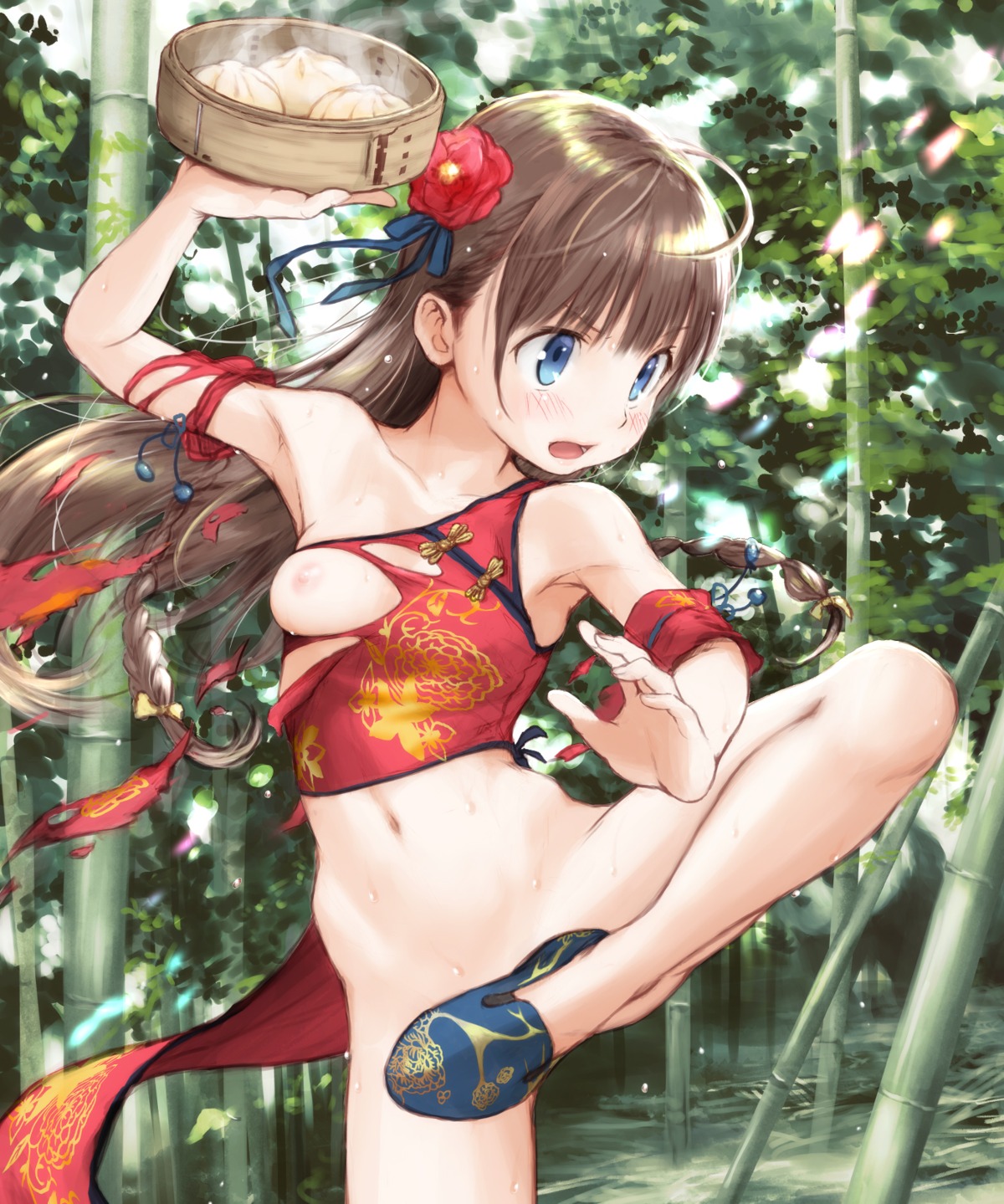 asian_clothes bottomless breasts loli nipples no_bra tamanoi_peromekuri torn_clothes wardrobe_malfunction