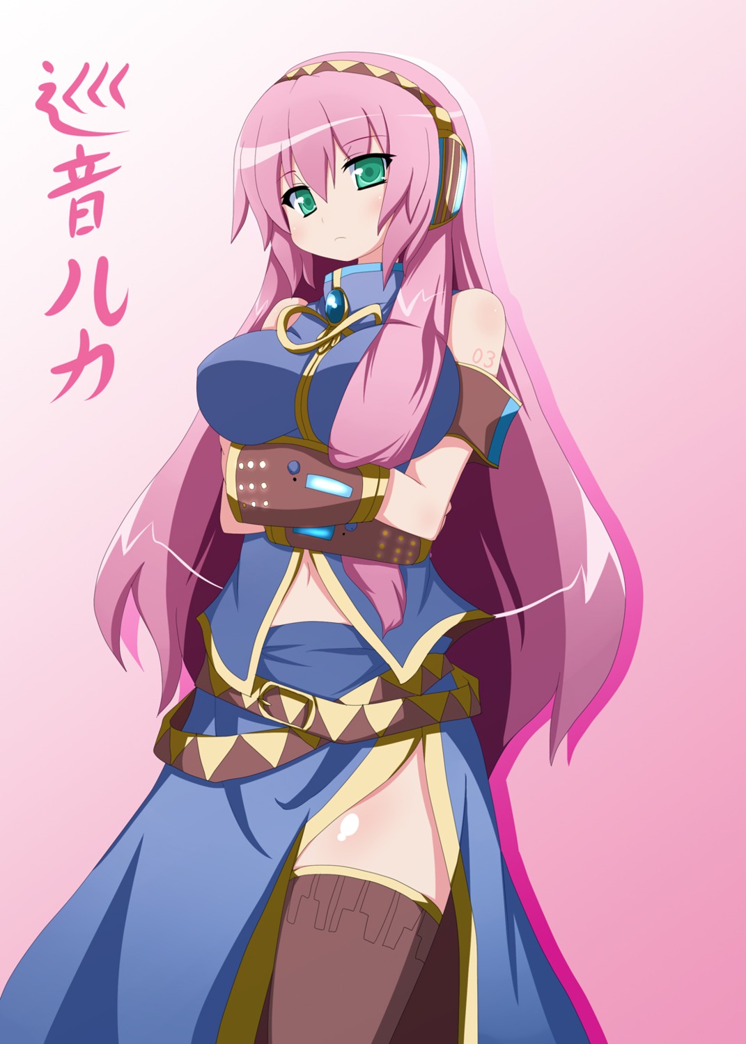 breast_hold kakeru megurine_luka thighhighs vocaloid