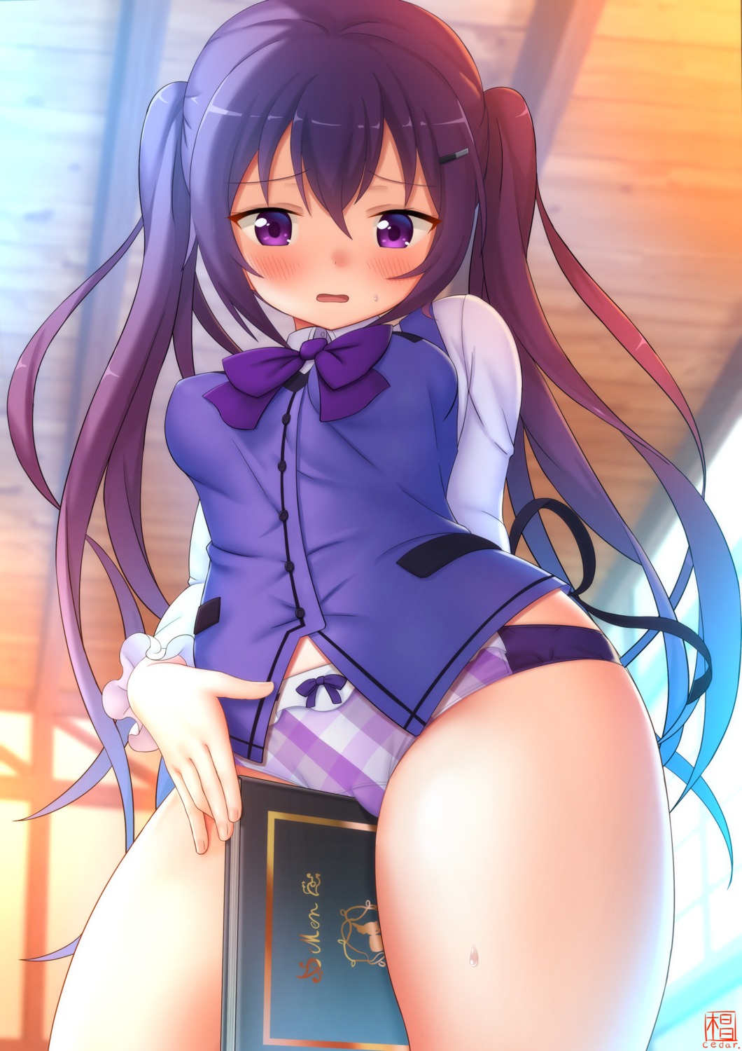 cameltoe cedar_(artist) gochuumon_wa_usagi_desu_ka? masturbation pantsu tedeza_rize waitress