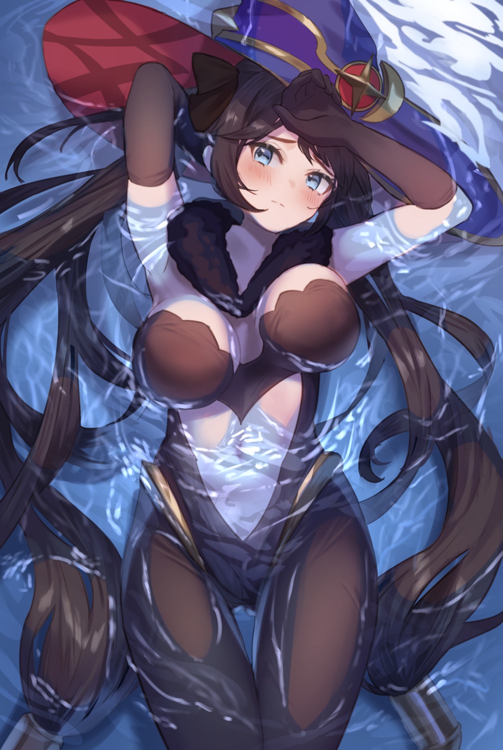 genshin_impact leotard mona_megistus no_bra owaowa_no_mi pantyhose wet witch