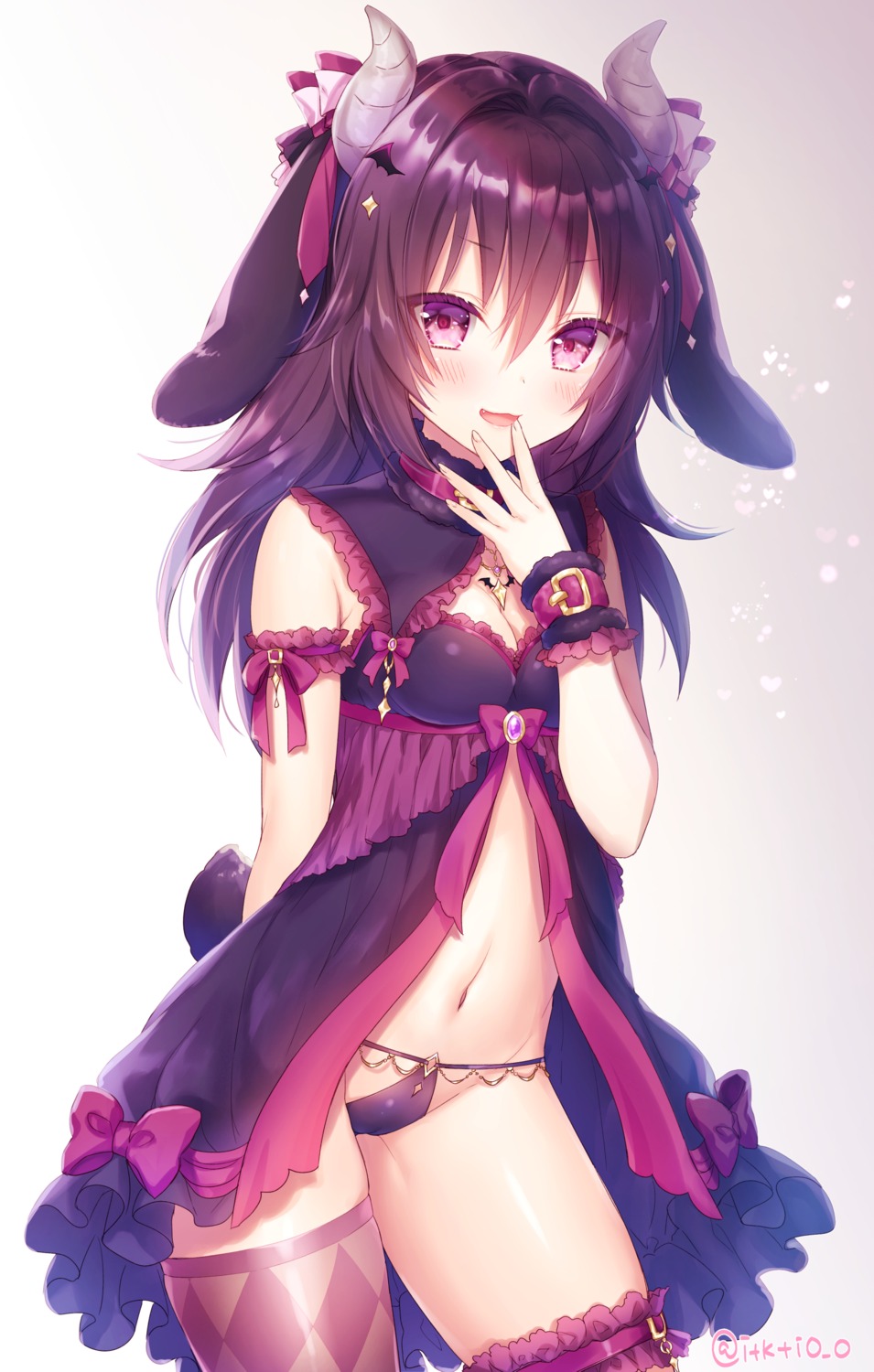 animal_ears cameltoe cleavage garter gothic_lolita horns itsuki_jun lingerie loli lolita_fashion pantsu tail thighhighs