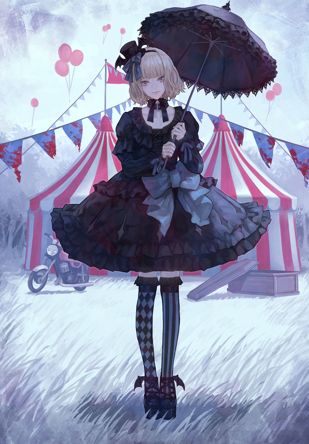 dress gothic_lolita kaoming lolita_fashion thighhighs umbrella