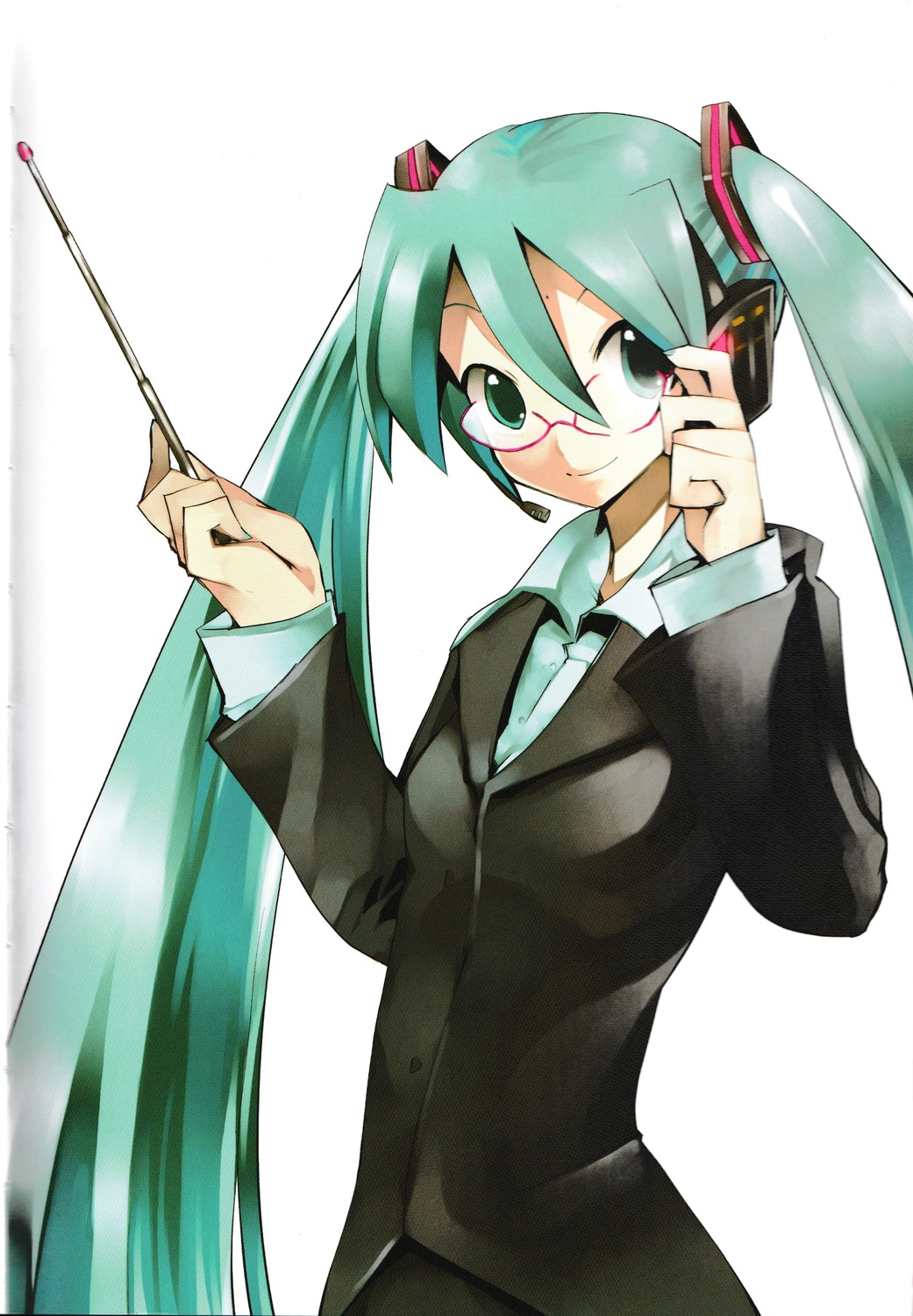 binding_discoloration business_suit hatsune_miku headphones kei megane vocaloid