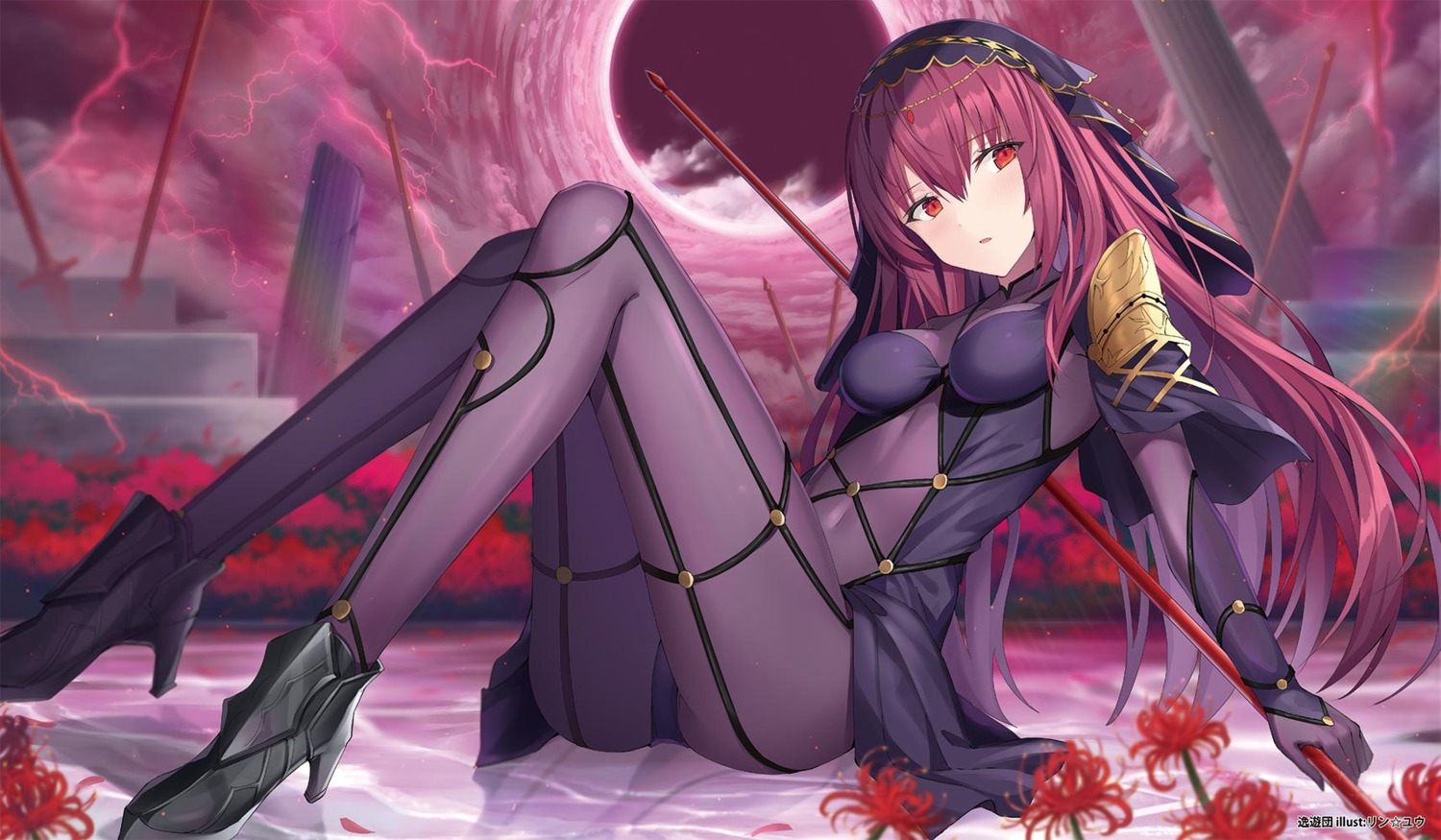 armor bodysuit fate/grand_order heels rin_yuu scathach_(fate/grand_order) weapon