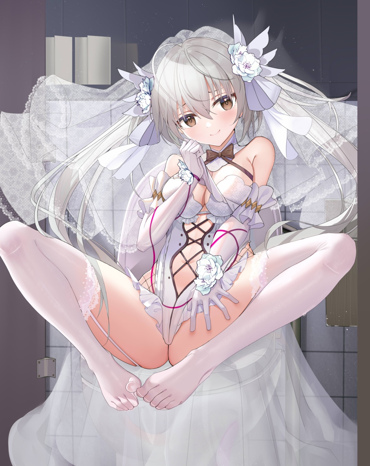 breast_hold feet kasugano_sora leotard no_bra stockings thighhighs yosuga_no_sora zhongwu_chahui