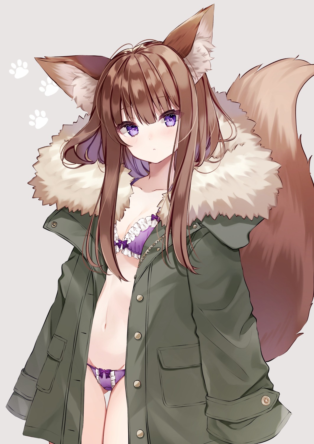 animal_ears bra kitsune macomick open_shirt pantsu tail