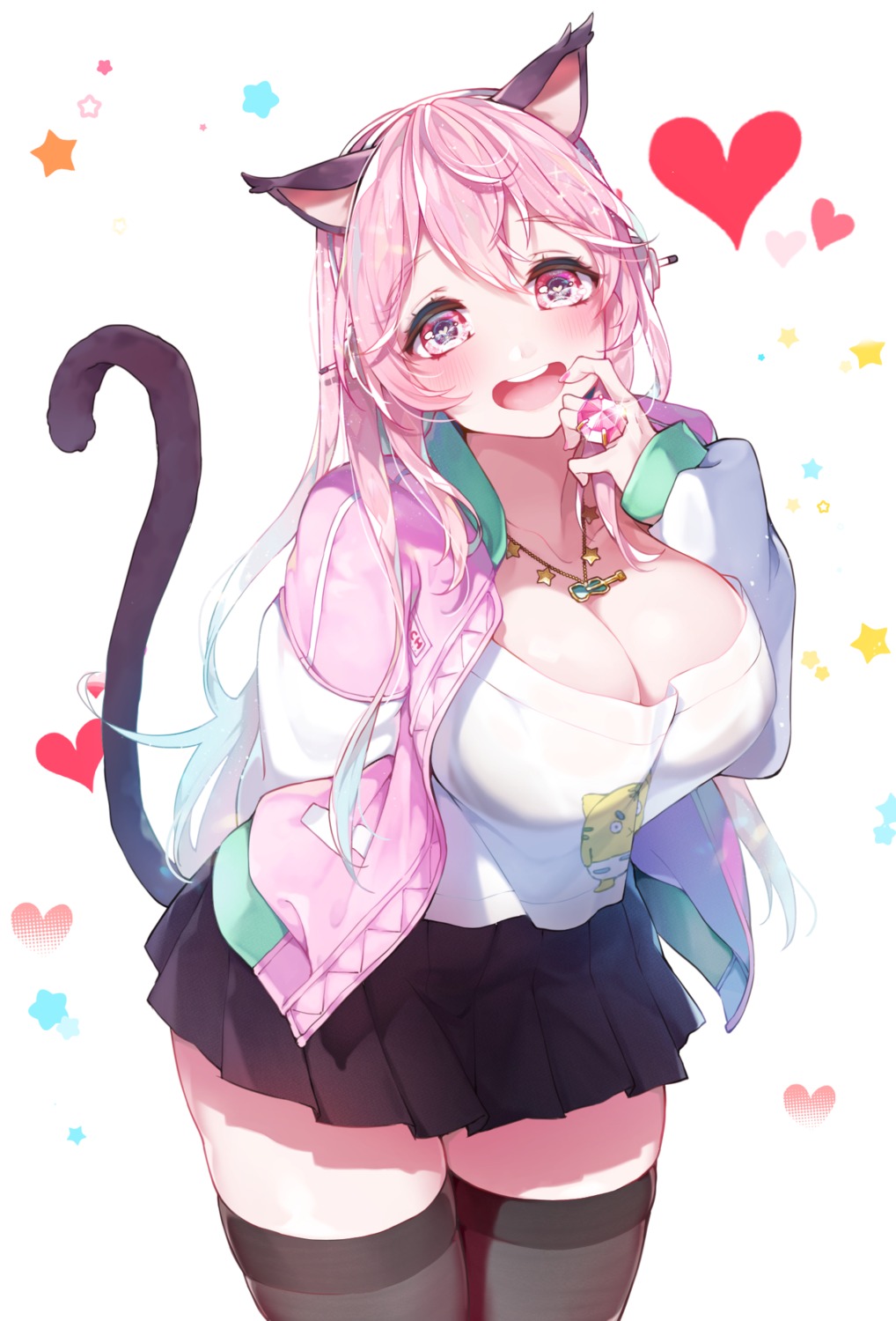 animal_ears cleavage headphones kanola_u nekomimi super_sonico tail thighhighs