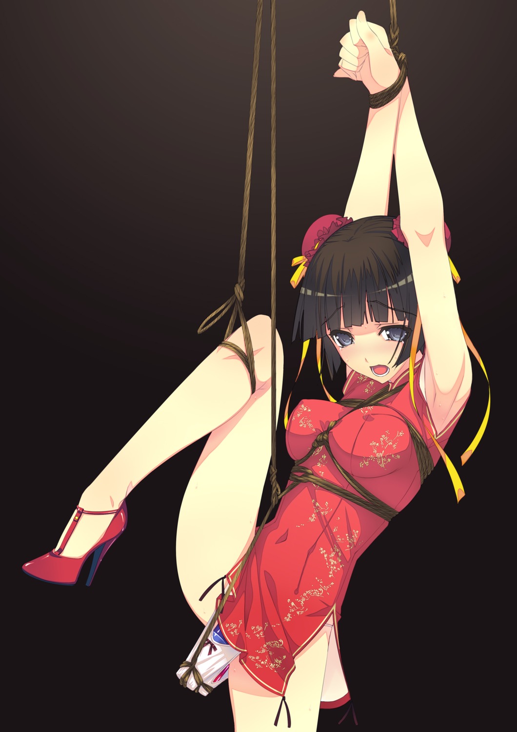 bondage chinadress dildo erect_nipples heels murakami_suigun pantsu