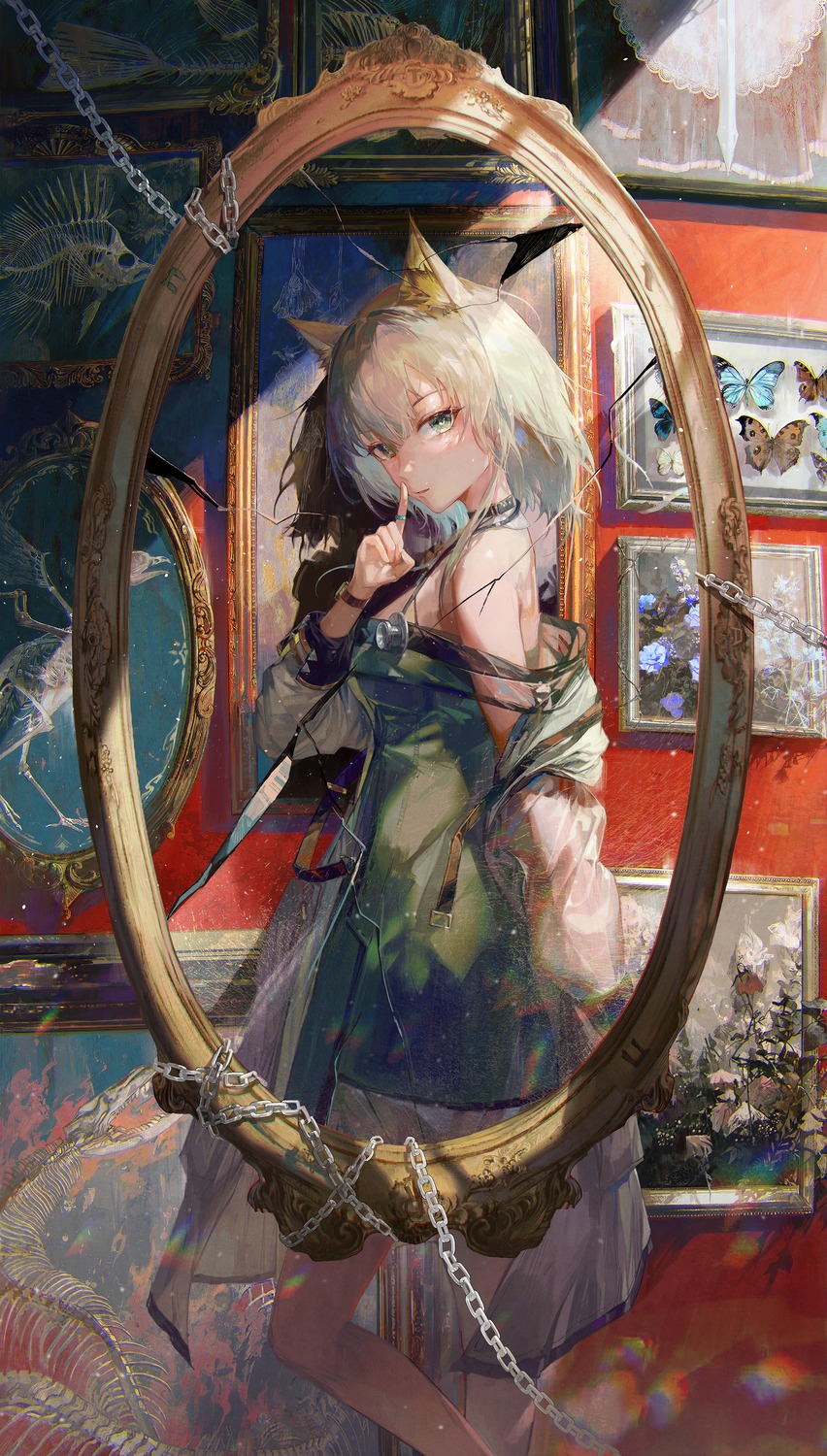 animal_ears arknights daylightallure dress kal'tsit_(arknights) see_through