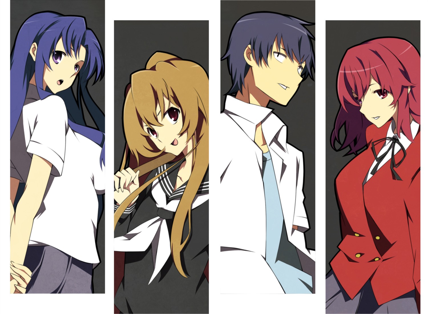 aisaka_taiga kawashima_ami kushieda_minori nanao seifuku takasu_ryuuji toradora!