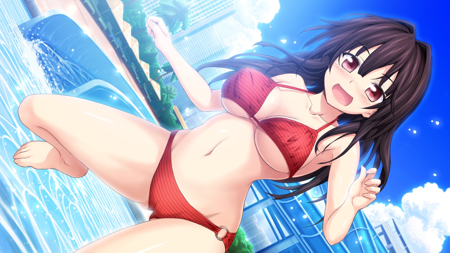 bikini cameltoe cleavage game_cg ichinose_rukina love_of_ren'ai_koutei_of_love! oozora_itsuki swimsuits underboob