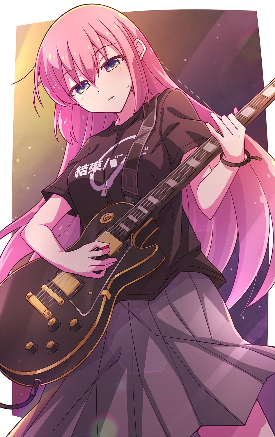 bocchi_the_rock! e20 gotou_hitori guitar seifuku uniform