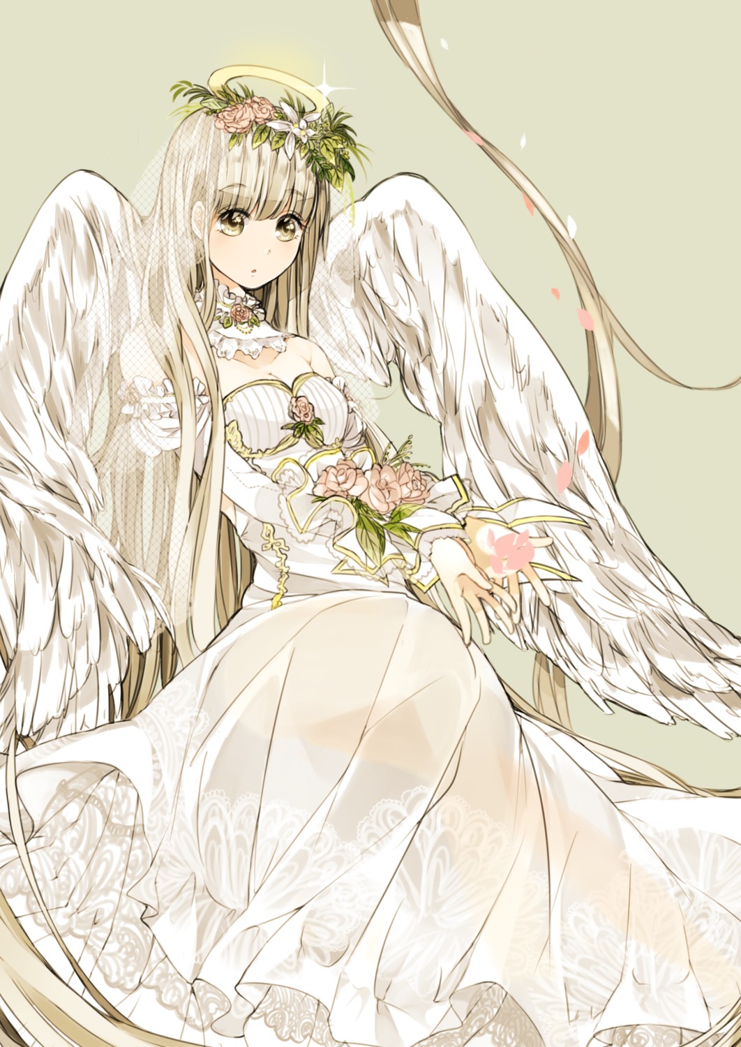 angel dress naruto_maki see_through wedding_dress wings