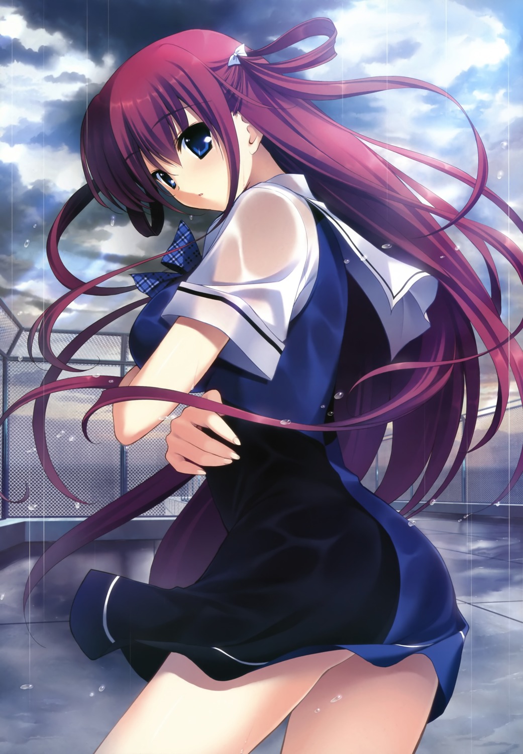 fumio grisaia grisaia_no_kajitsu see_through seifuku suou_amane wet_clothes