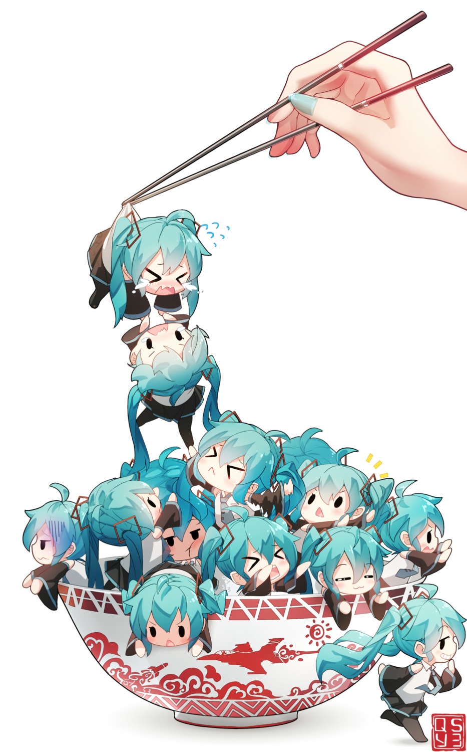 chibi hatsune_miku qys3 thighhighs vocaloid