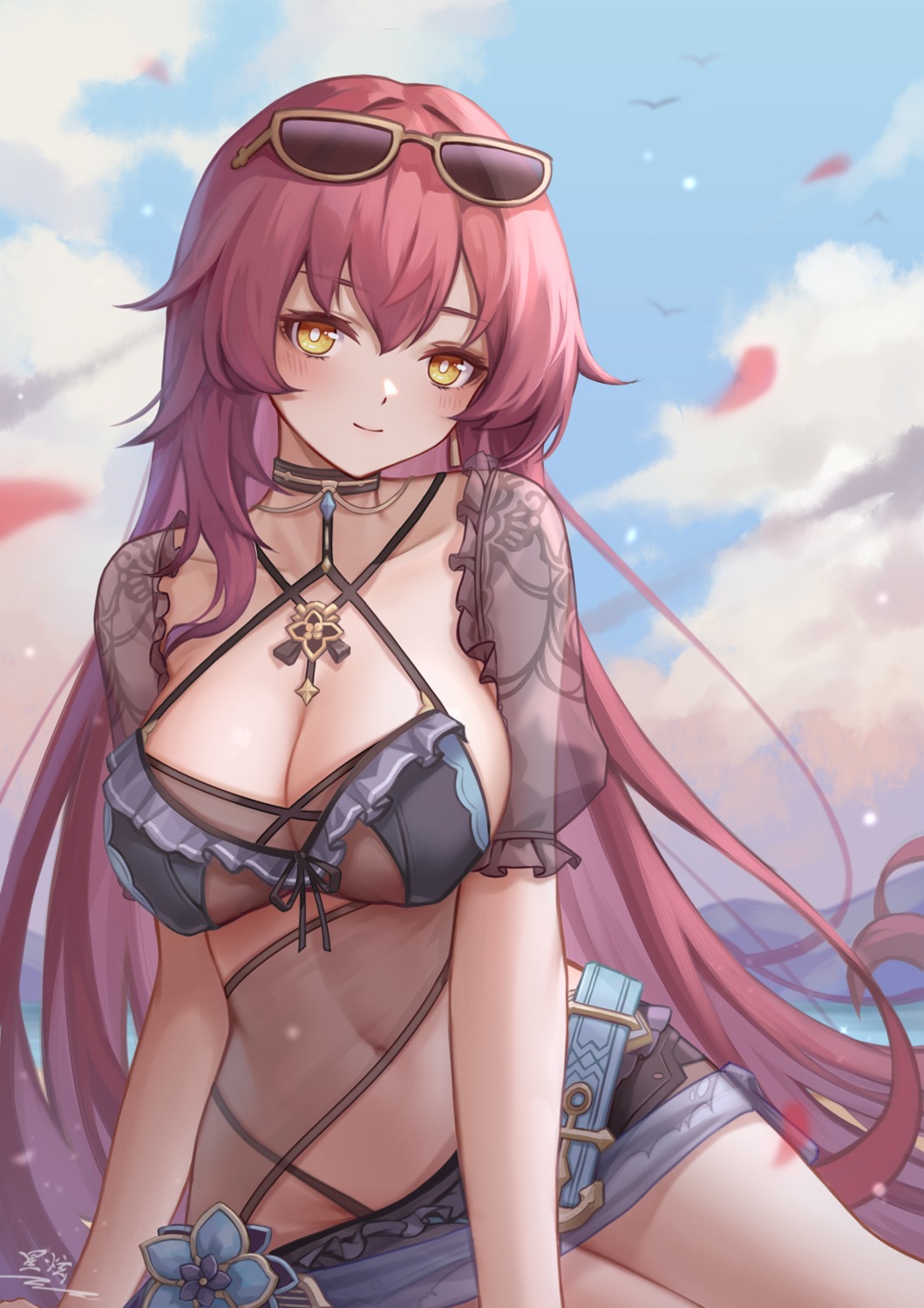 benghuai_xueyuan eden_(honkai_impact) honkai_impact megane see_through swimsuits yelan_xing_xuan