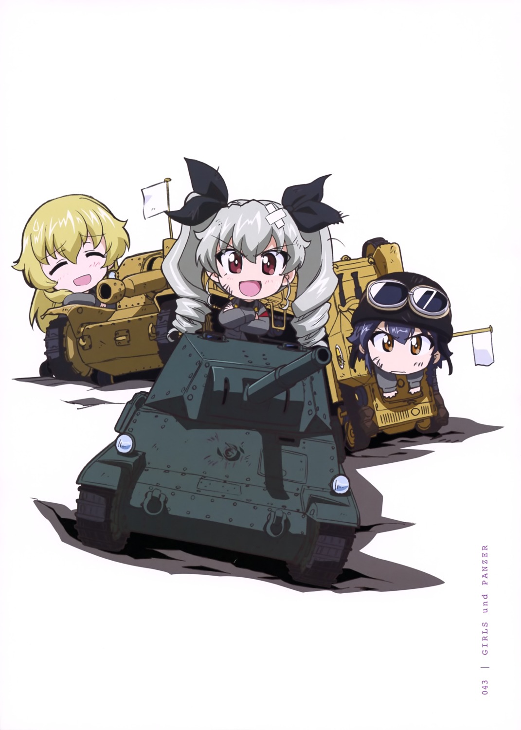 anchovy carpaccio chibi girls_und_panzer pepperoni uniform