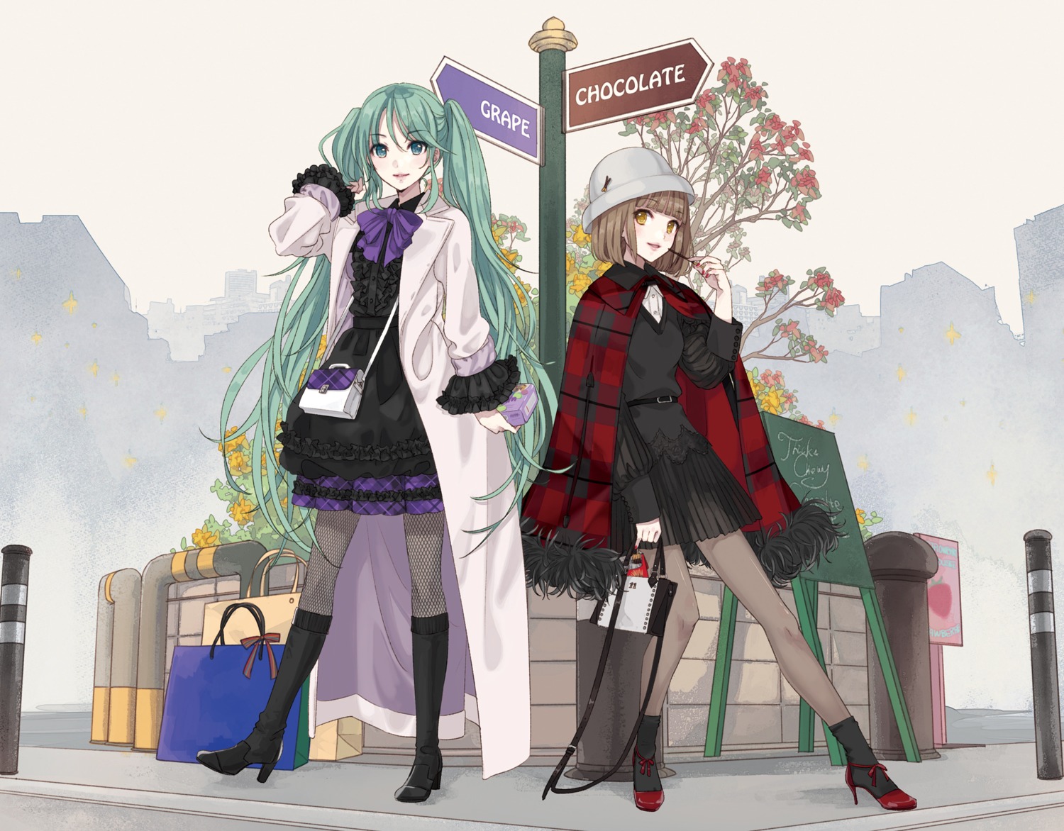 fishnets gothic_lolita hatsune_miku heels ixima lolita_fashion meiko pantyhose vocaloid