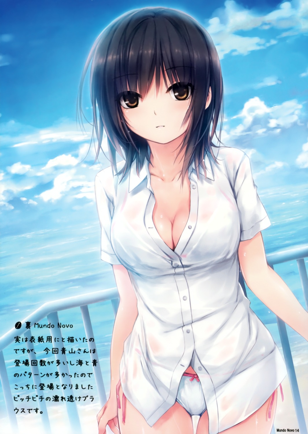 aoyama_sumika bikini cleavage coffee-kizoku royal_mountain see_through swimsuits wet wet_clothes