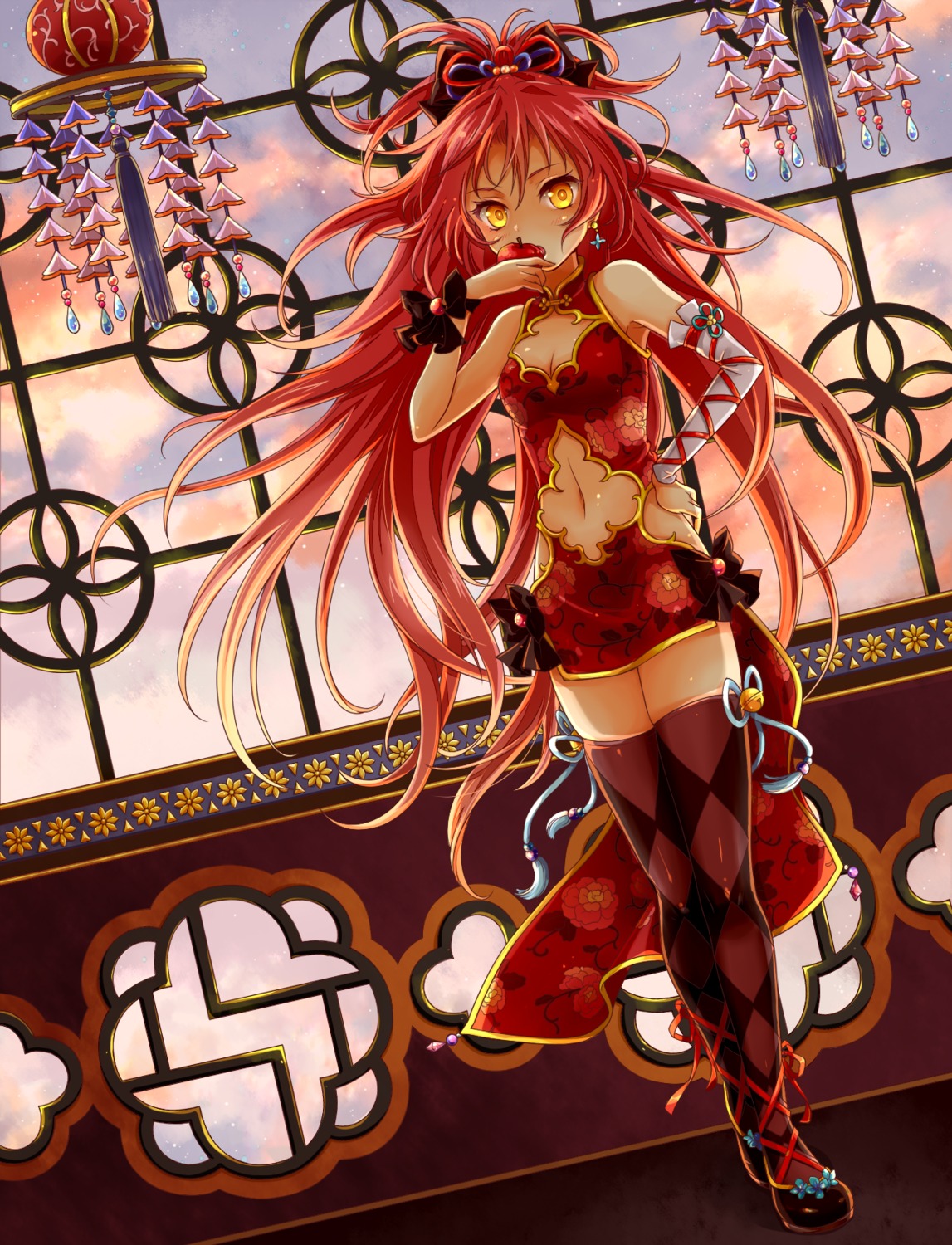 chinadress cleavage puella_magi_madoka_magica sakura_kyouko thighhighs yutsumoe