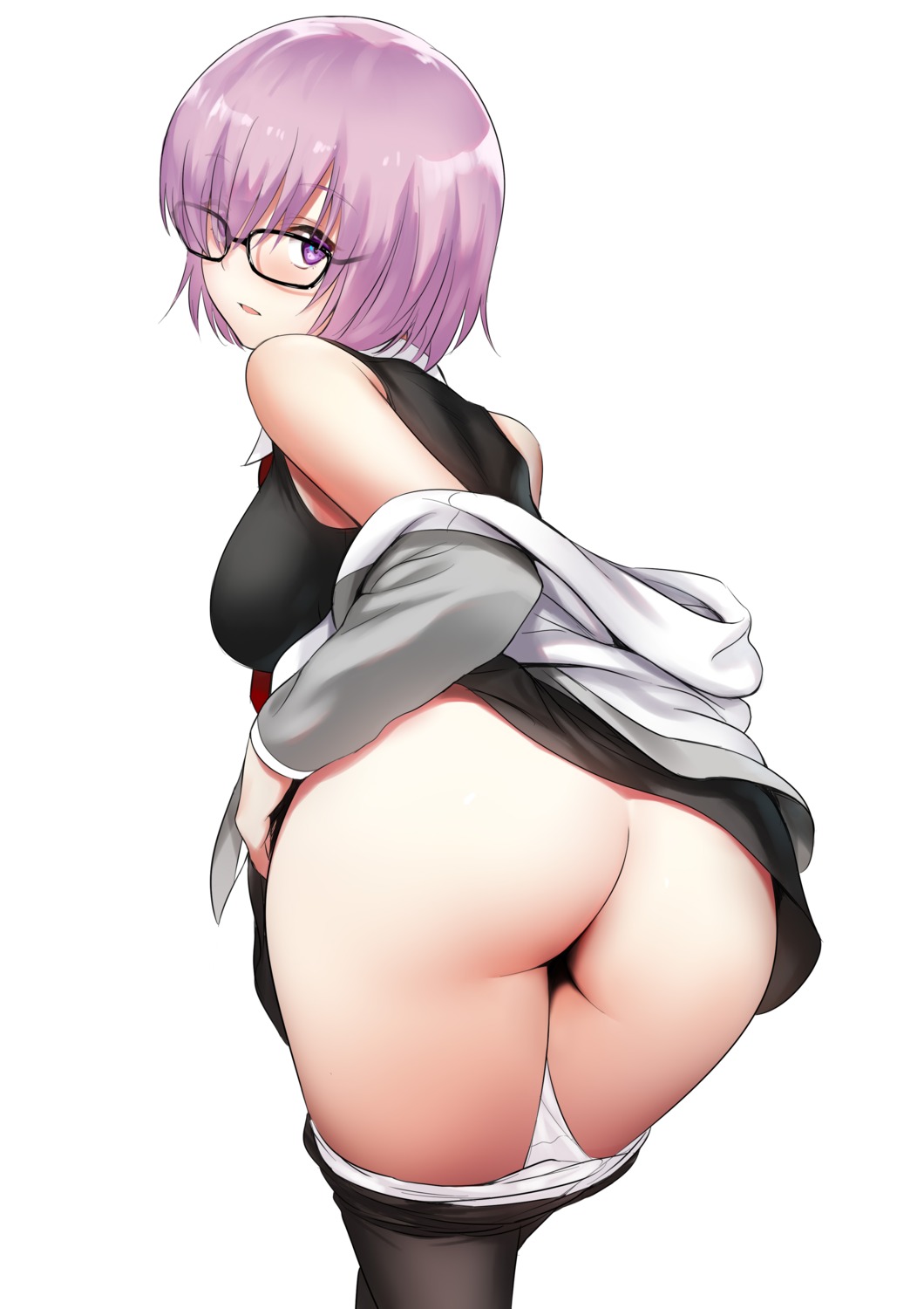 ass fate/grand_order mash_kyrielight megane pantsu panty_pull pantyhose skirt_lift tabobox