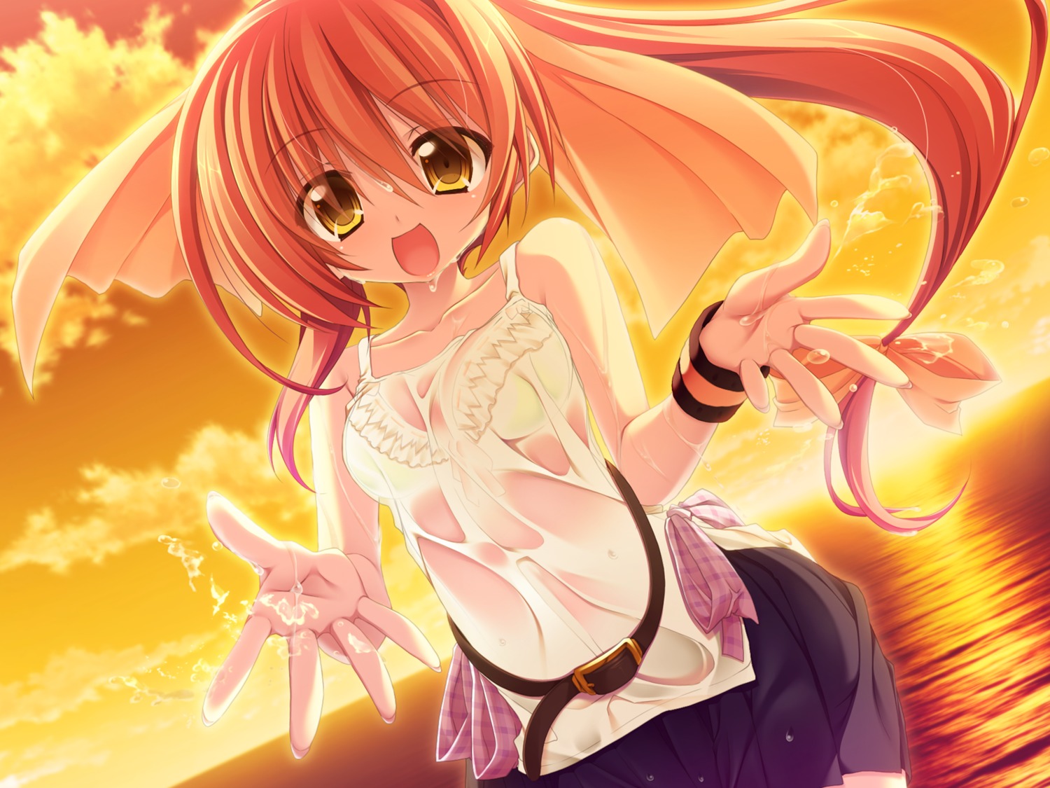 bra dai_ni_ongakushitsu_he_youkoso!! game_cg see_through wet_clothes wheel