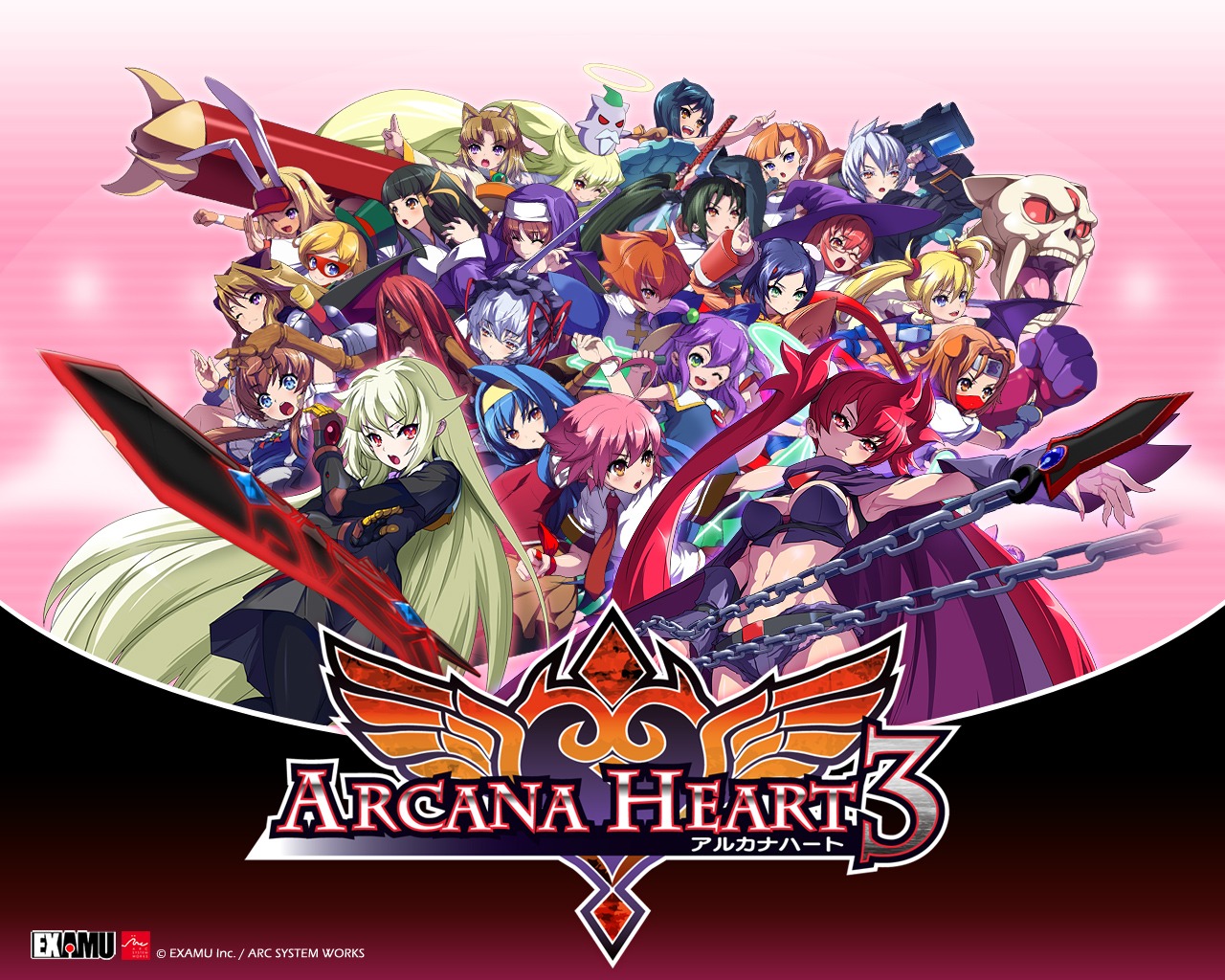 aino_heart akaga_hirotaka angel angelia_avallone animal_ears arcana_heart arcana_heart_3 bunny_ears catherine_kyohbashi clarice_di_lanza cleavage devil dorothy_albright dress eko_(arcana_heart) elsa_la_conti examu fiona_mayfield gun inumimi inuwaka_akane inuwaka_nazuna kasuga_maori kaz kira_daidohji konoha_(arcana_heart) lieselotte_achenbach lilica_felchenerow lolita_fashion maid megane mei-fang mike_(arcana_heart) miko nekomimi ninja nun pantyhose petra_johanna_lagerkvist scharlachrot seifuku sword tokinomiya_kamui tsuzura_saki wallpaper weiss wings witch yasuzumi_yoriko zenia_valov